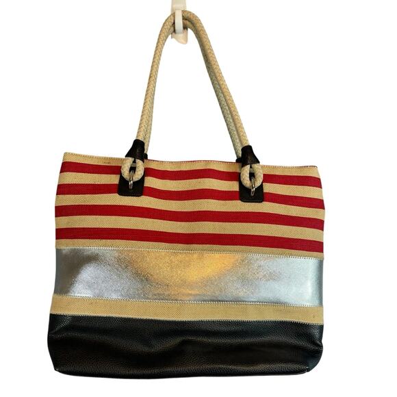 Nine West Beachy Nautical Tote Shoulder Bag Purse NWOT - Picture 2 of 5